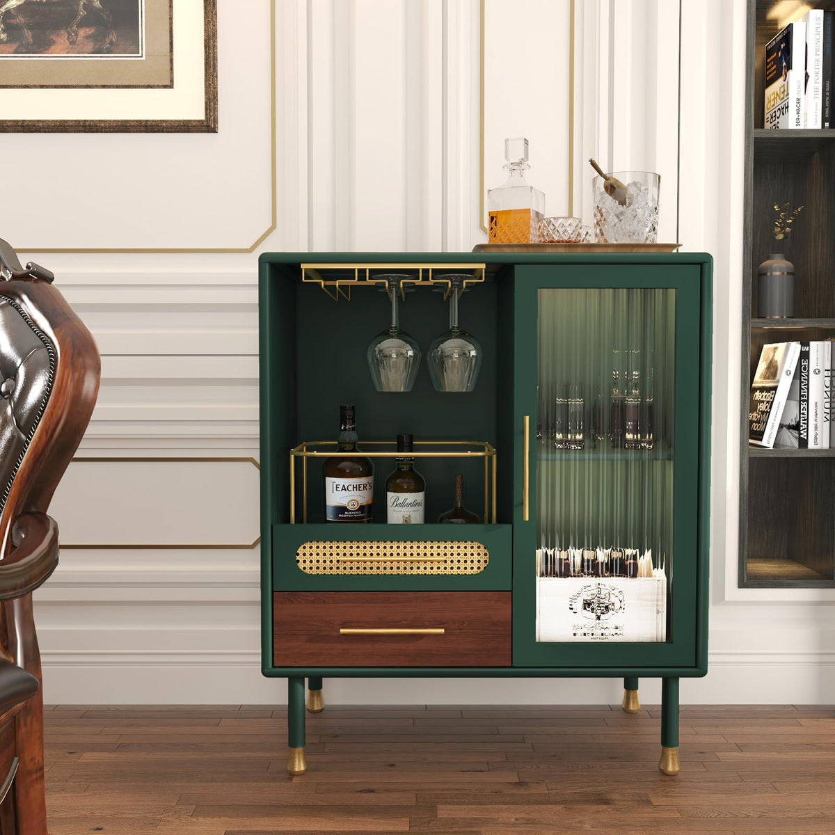 Green Wine Bar Cabinet