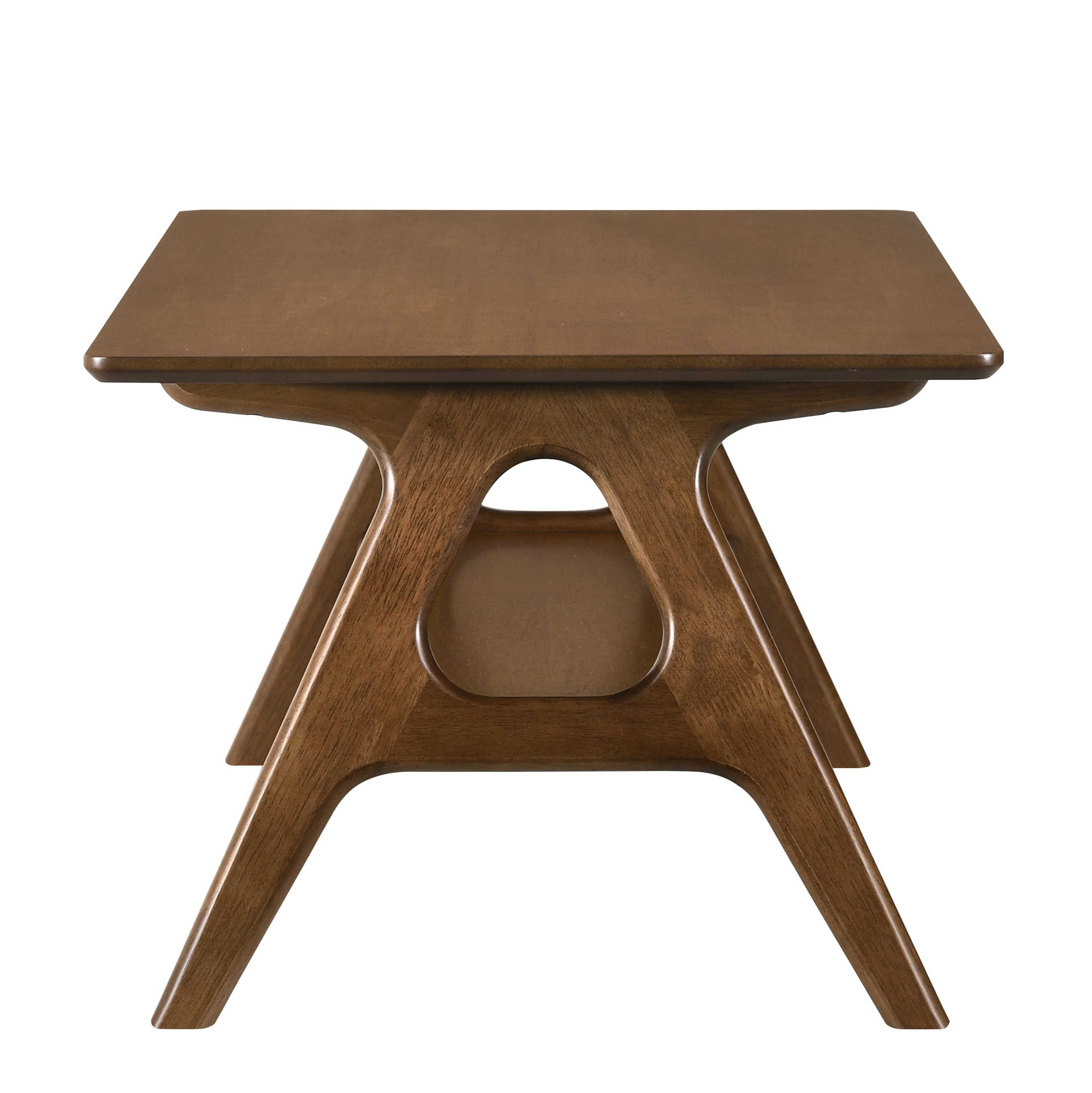 Roundhill Furniture Arona 3-Piece Coffee Table Set, Coffee Table and Two End Tables, Walnut