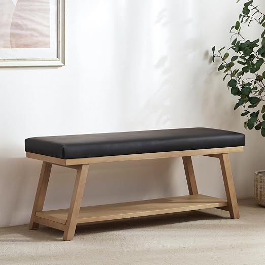Upholstered Entryway Storage Bench with Shoe Rack