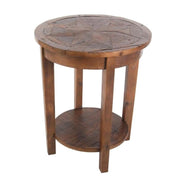 20" Round Wood End Table with Bottom Shelf