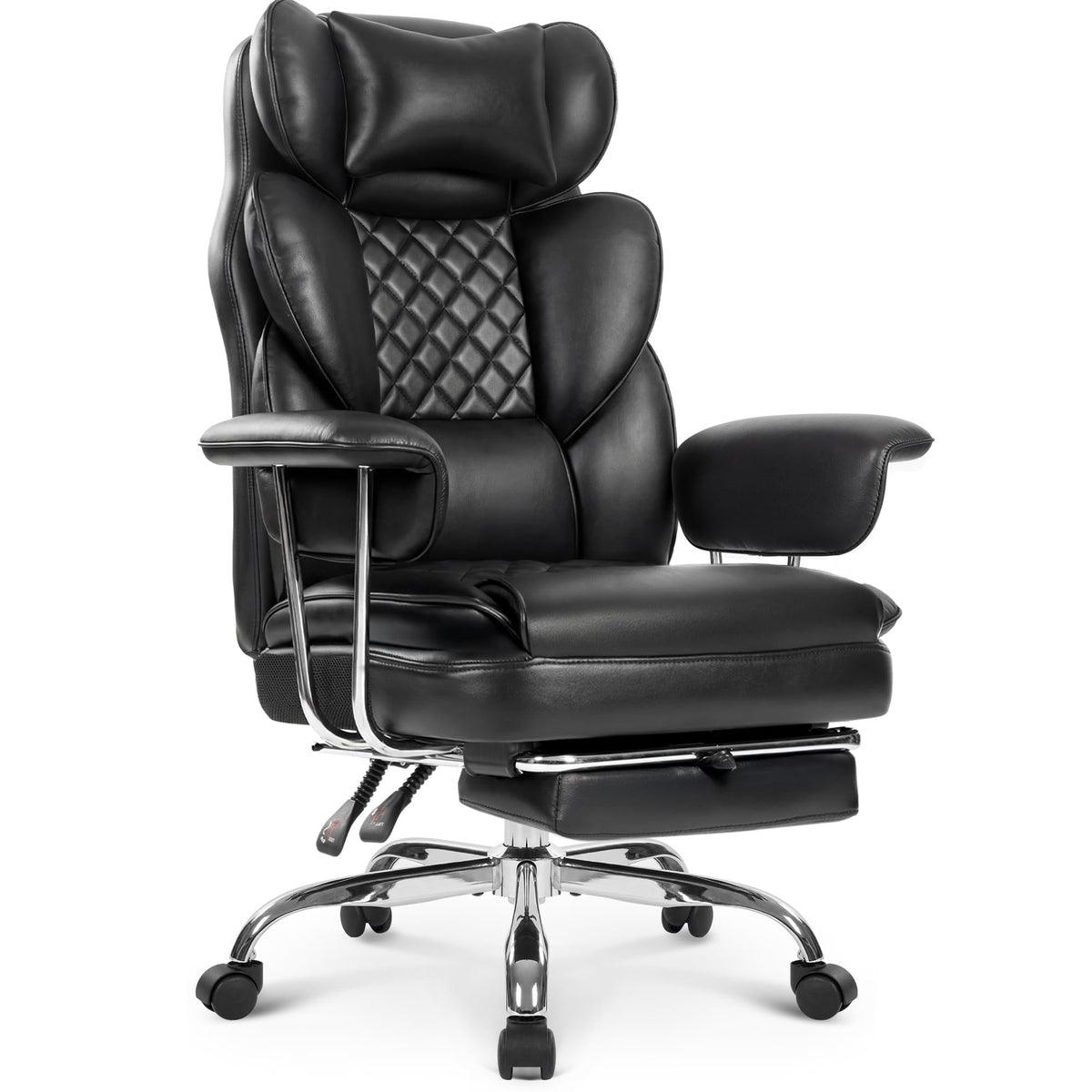 NEO CHAIR Big & Tall PU Leather Office Chair,High Back,Lumbar Support,Black
