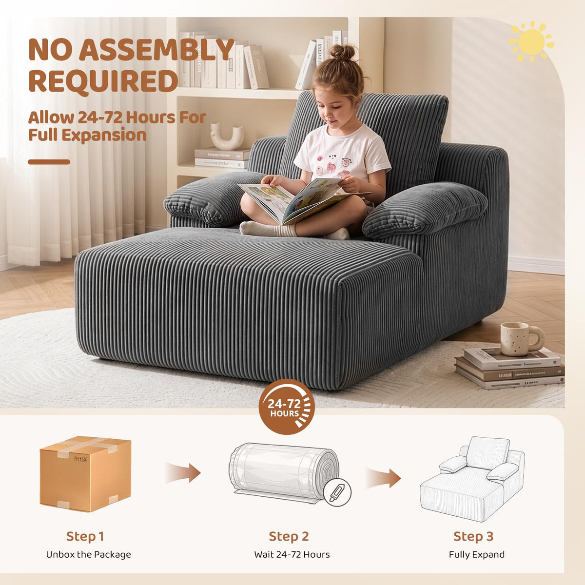 Kids Corduroy Chaise Lounge
