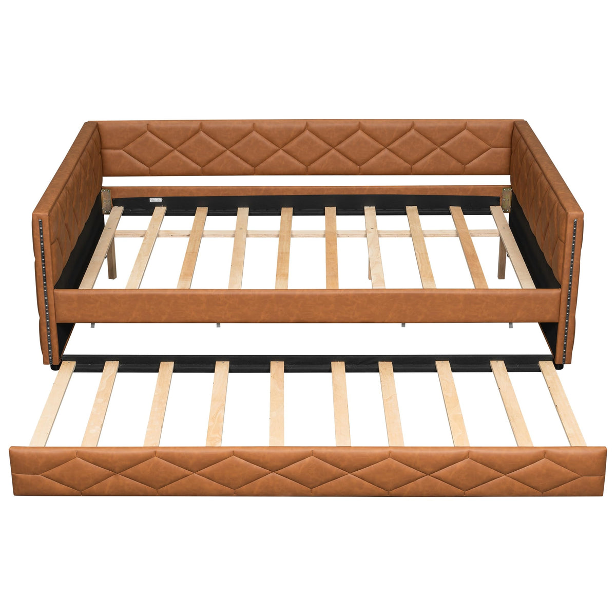 Waifahlo Full Size Trundle Beds, Upholstered Daybed with LED Armrests