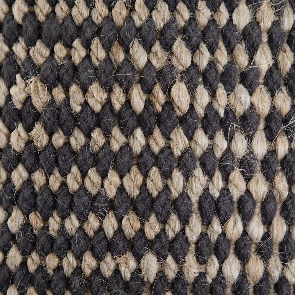 Round Braided Jute Pouf Ottoman, 18" Wide