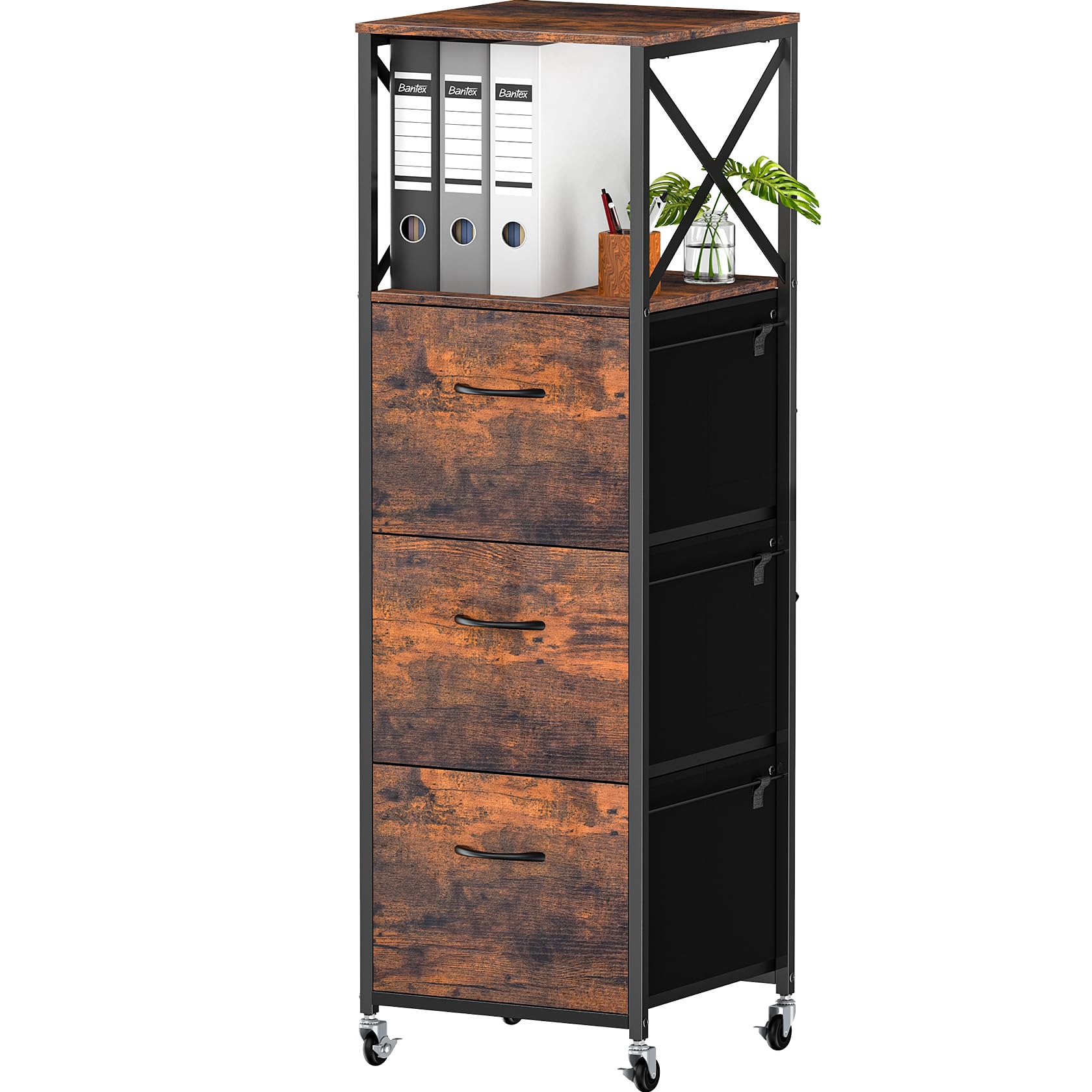 3-Drawer File Cabinet with Open Shelf