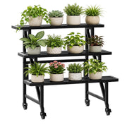 Umi.pzsy Metal Plant Stand with Wheels, 3-Tier Plant Rack