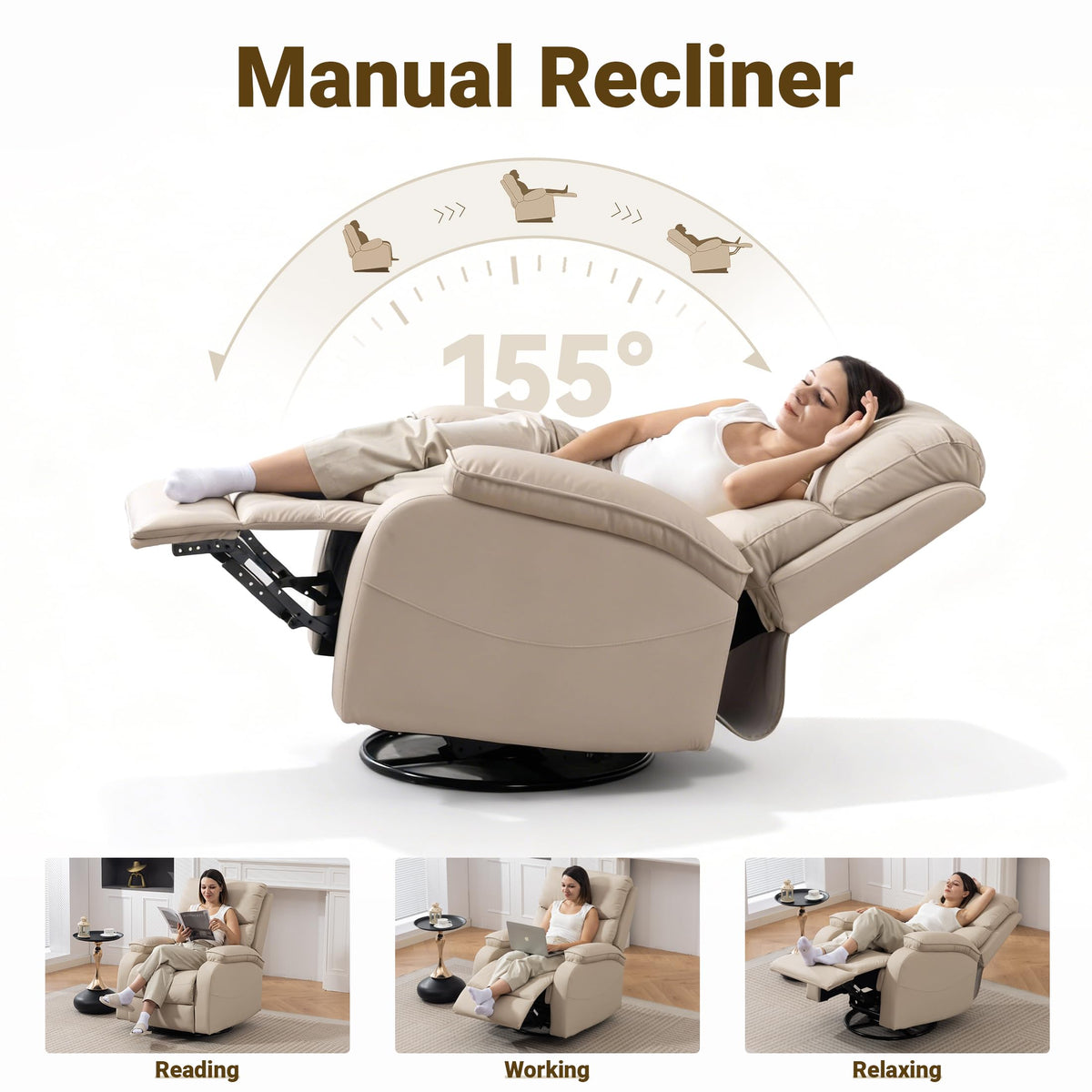 Culect 360° Swivel Rocking Recliner Chair with Massage | Small Space