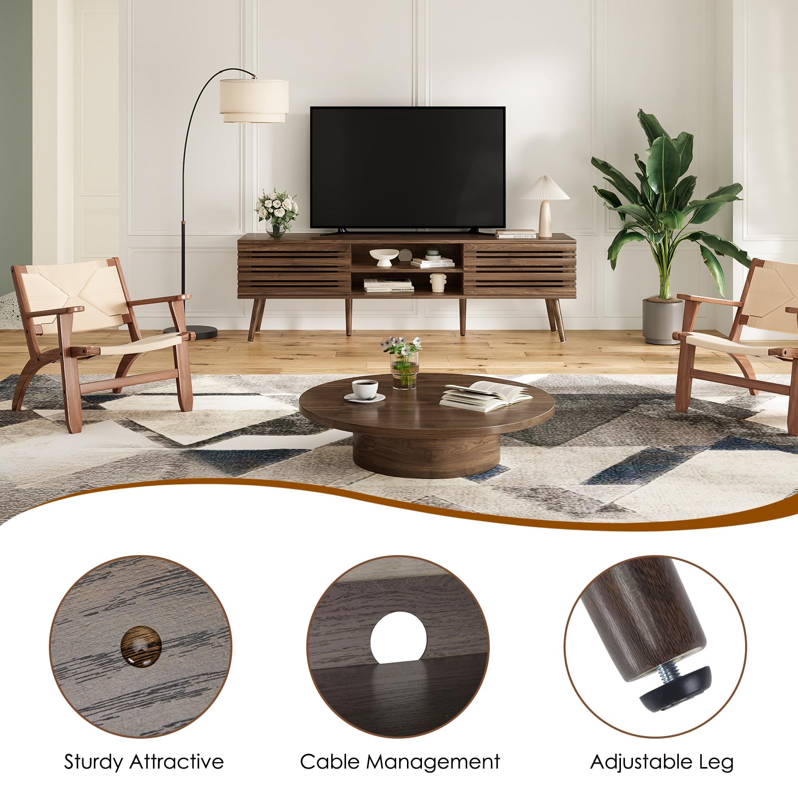 Mid-Century Modern TV Stand for TVs up to 70"