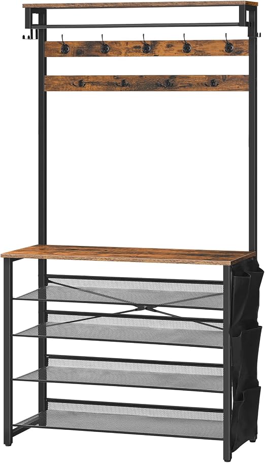 Hall Tree with Adjustable Shoe Storage