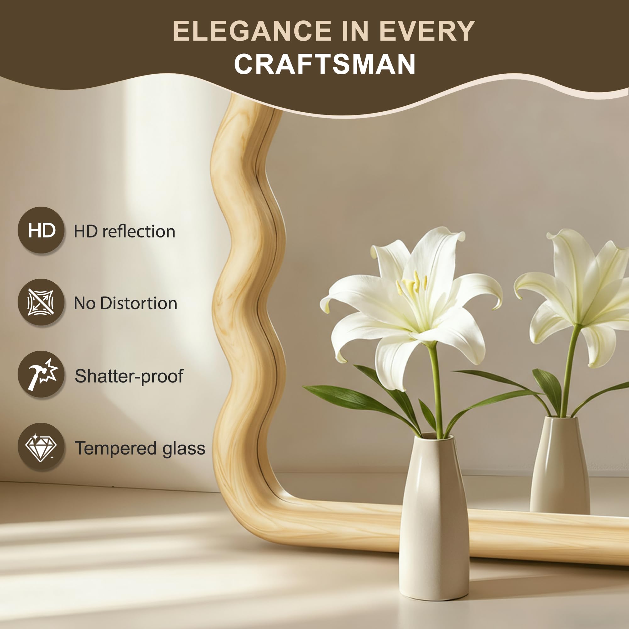 Wavy Wood Full Length Mirror