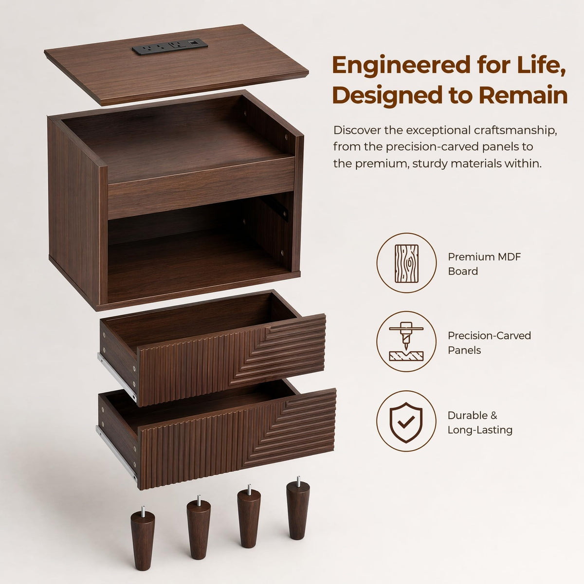 Fluted Charging Nightstand