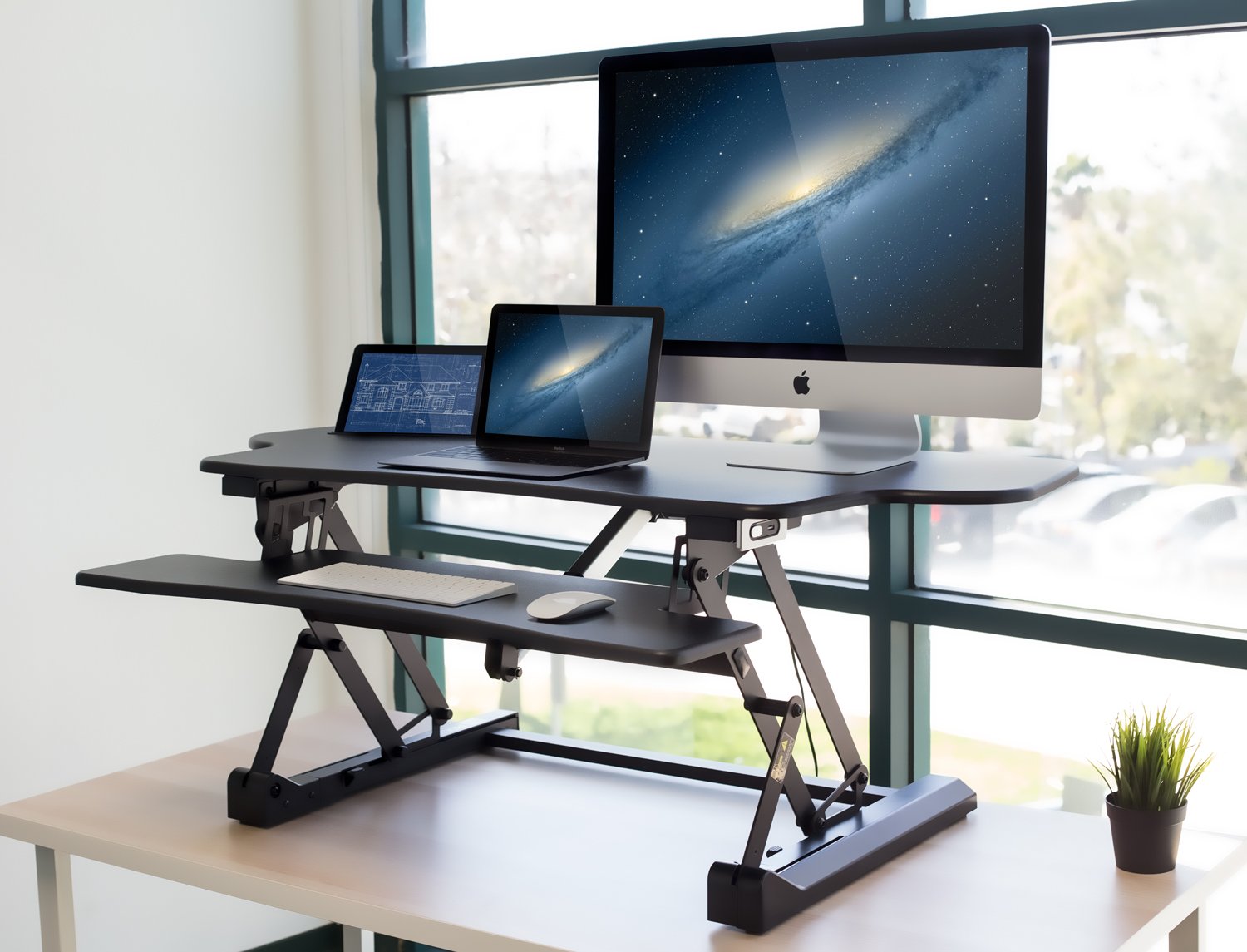 Electric Standing Desk Converter – Dual Monitor, 48.5"