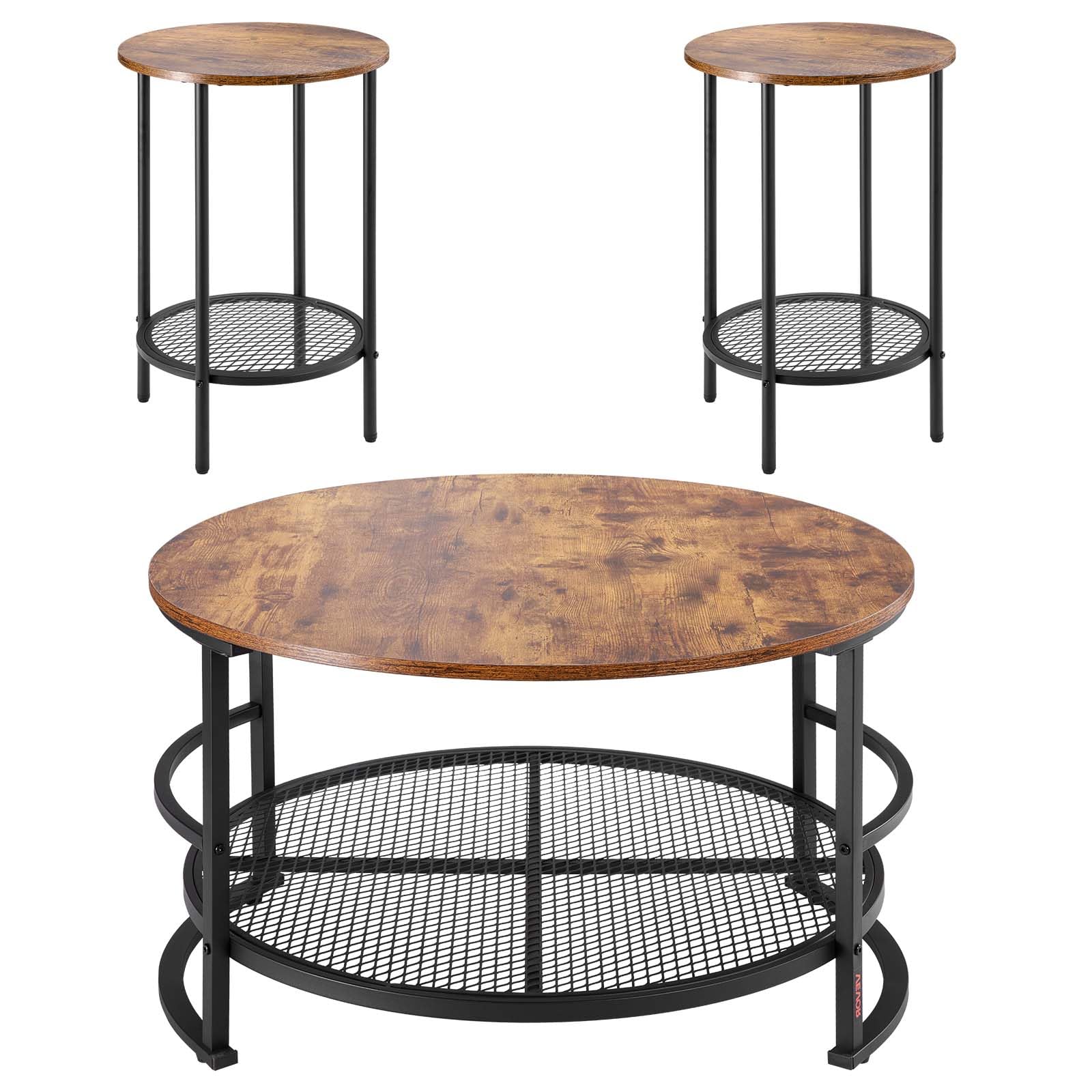 3-Piece Coffee Table Set with 2 End Tables