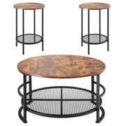 3-Piece Coffee Table Set with 2 End Tables