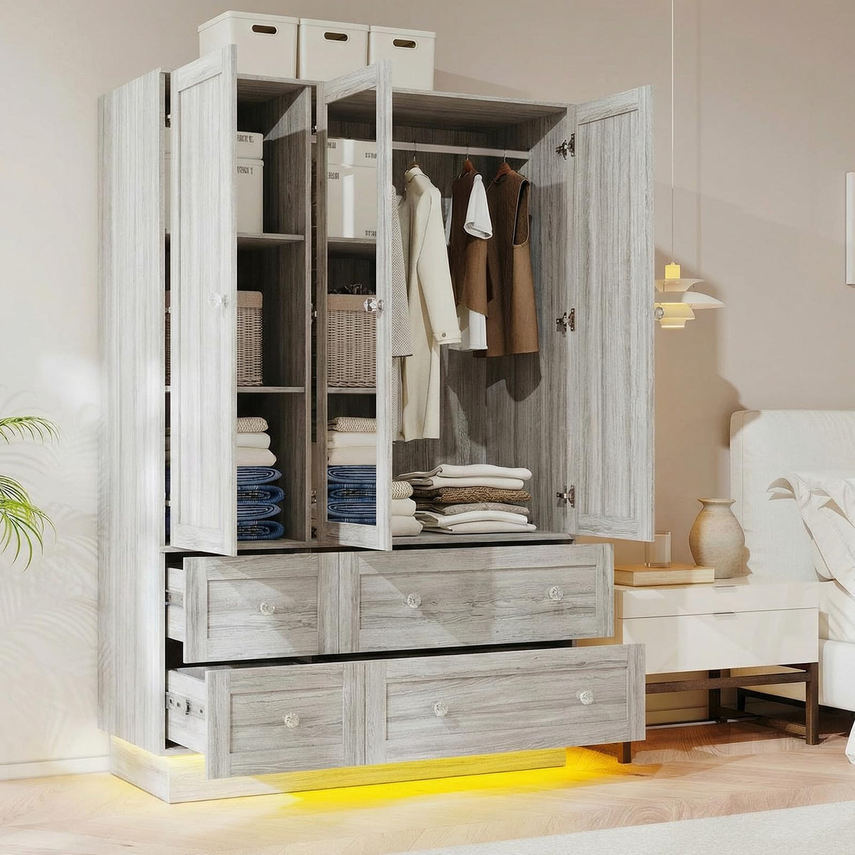 Mirrored Wardrobe with LED Lights