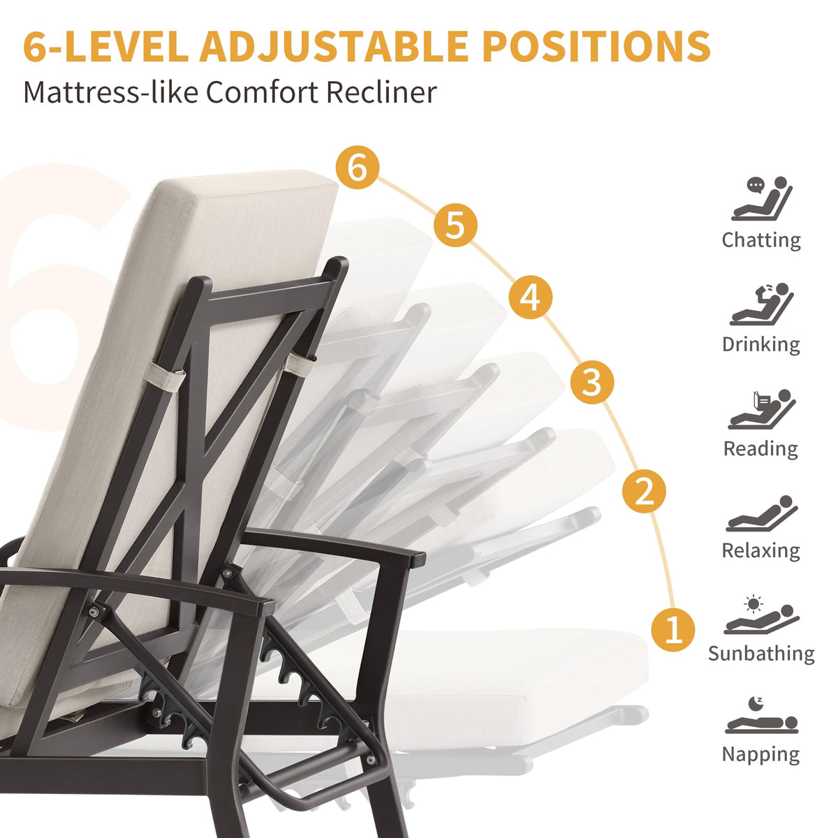 Adjustable Aluminum Patio Chaise Lounge