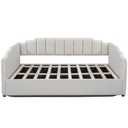 DNYN Full Size Upholstered Daybed for Bedroom,Guest Room,Lift Up Storage Bedframe w/Wood Slat Support,Space Saving Design, Beige