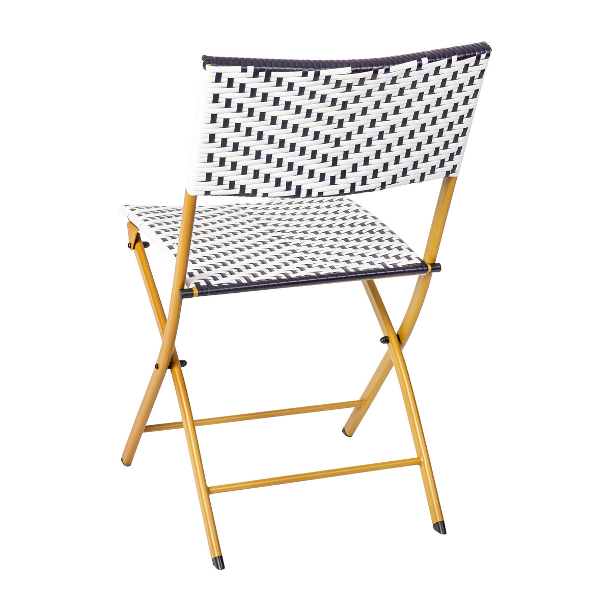 Flash Furniture PE Rattan Indoor/Outdoor Folding Bistro Set, Navy/White