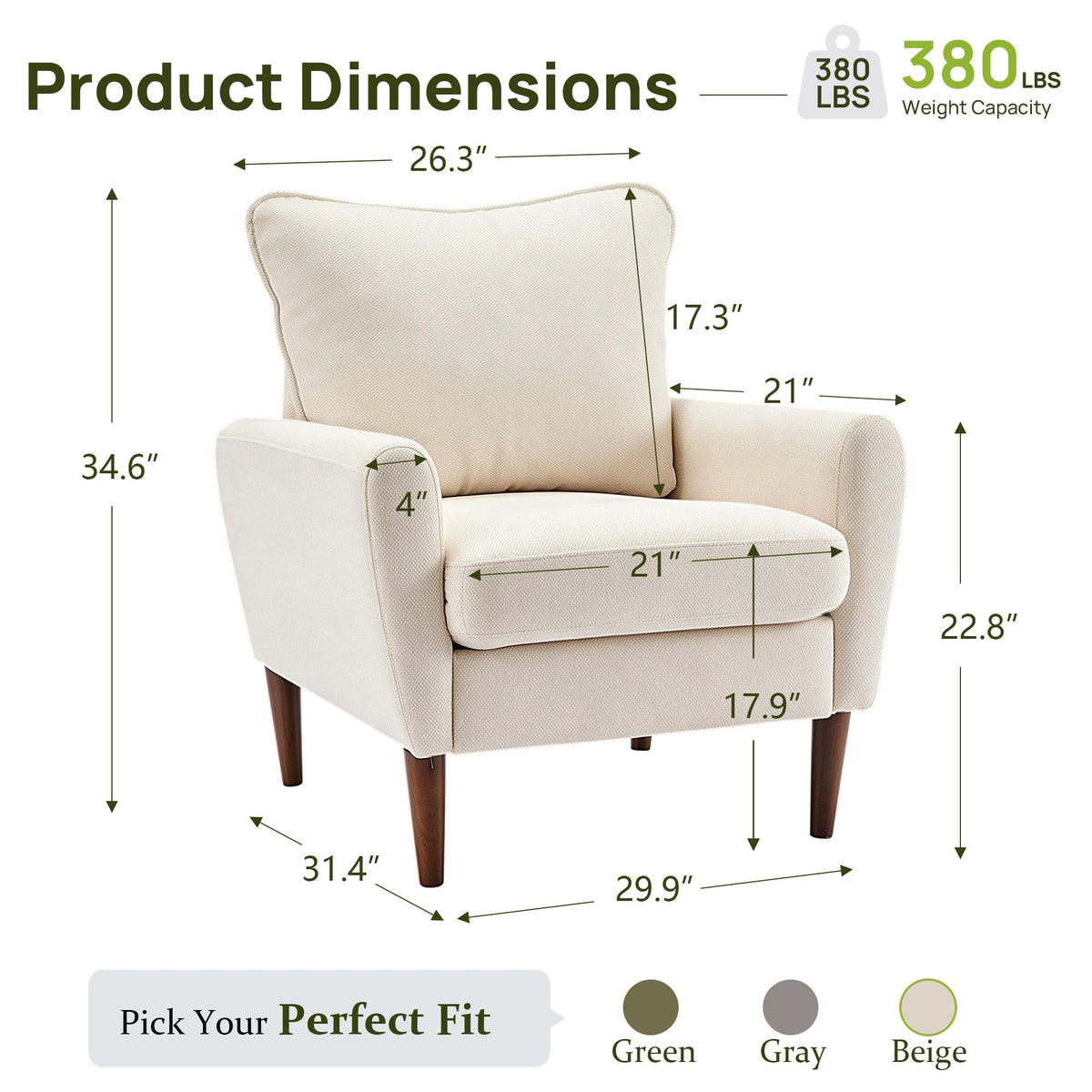Beige Upholstered Accent Chair