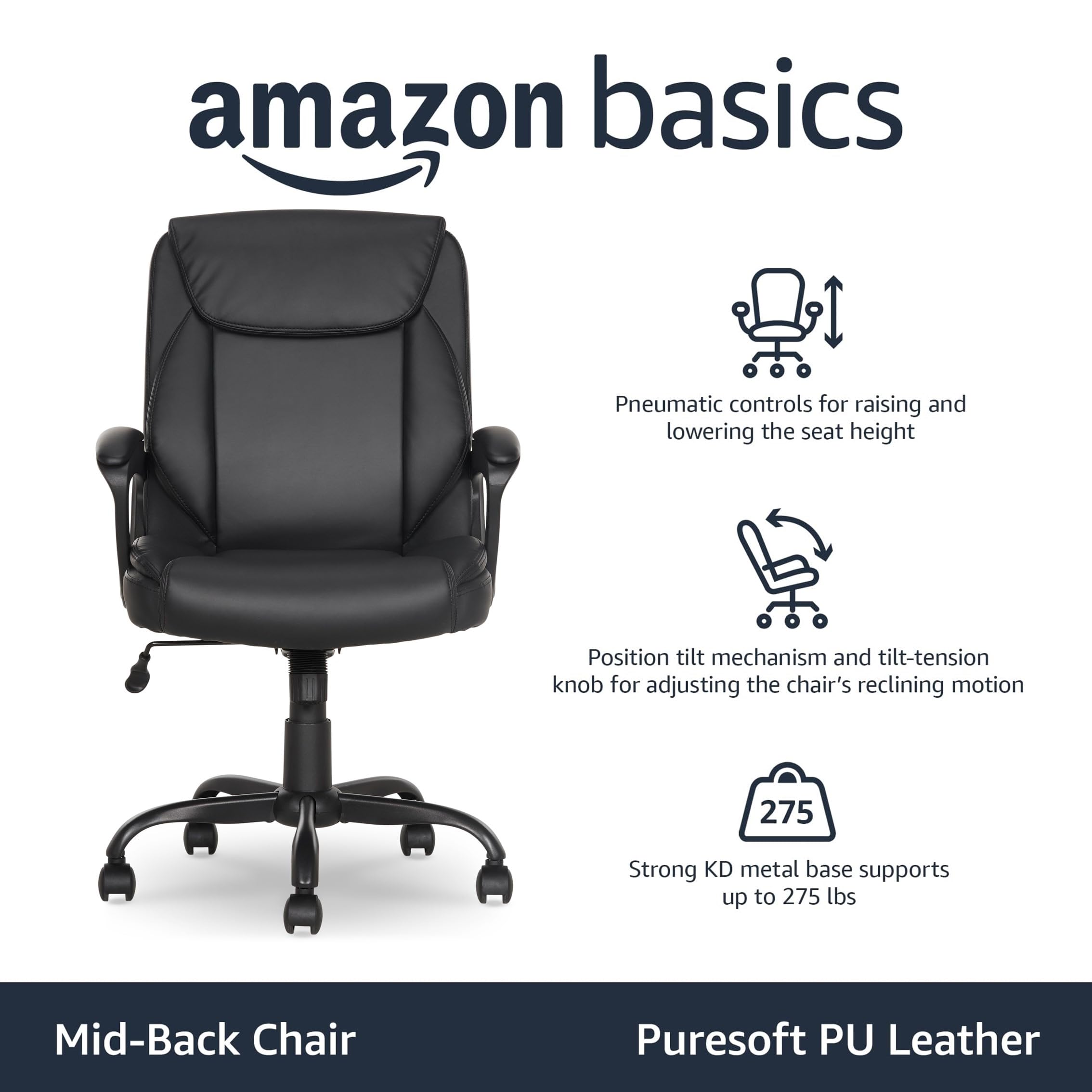 Mid-Back Office Chair with Armrests