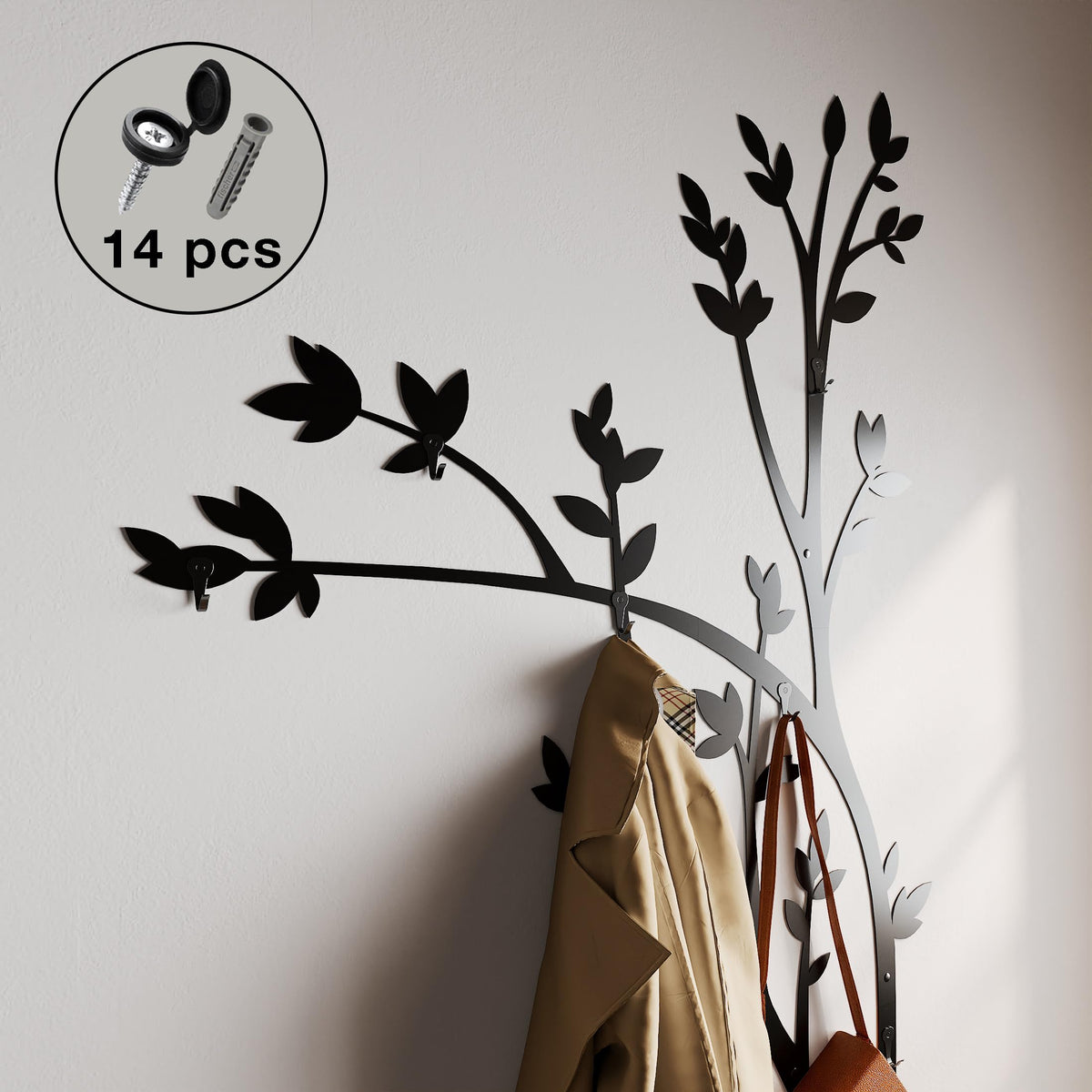 Tree Wall Coat Rack with 6 Hooks