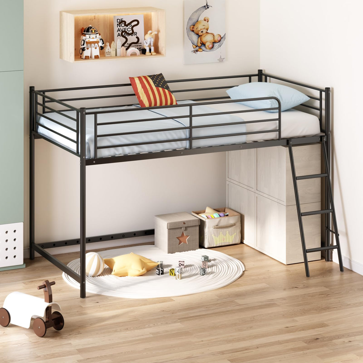 Twin Metal Low Loft Bed