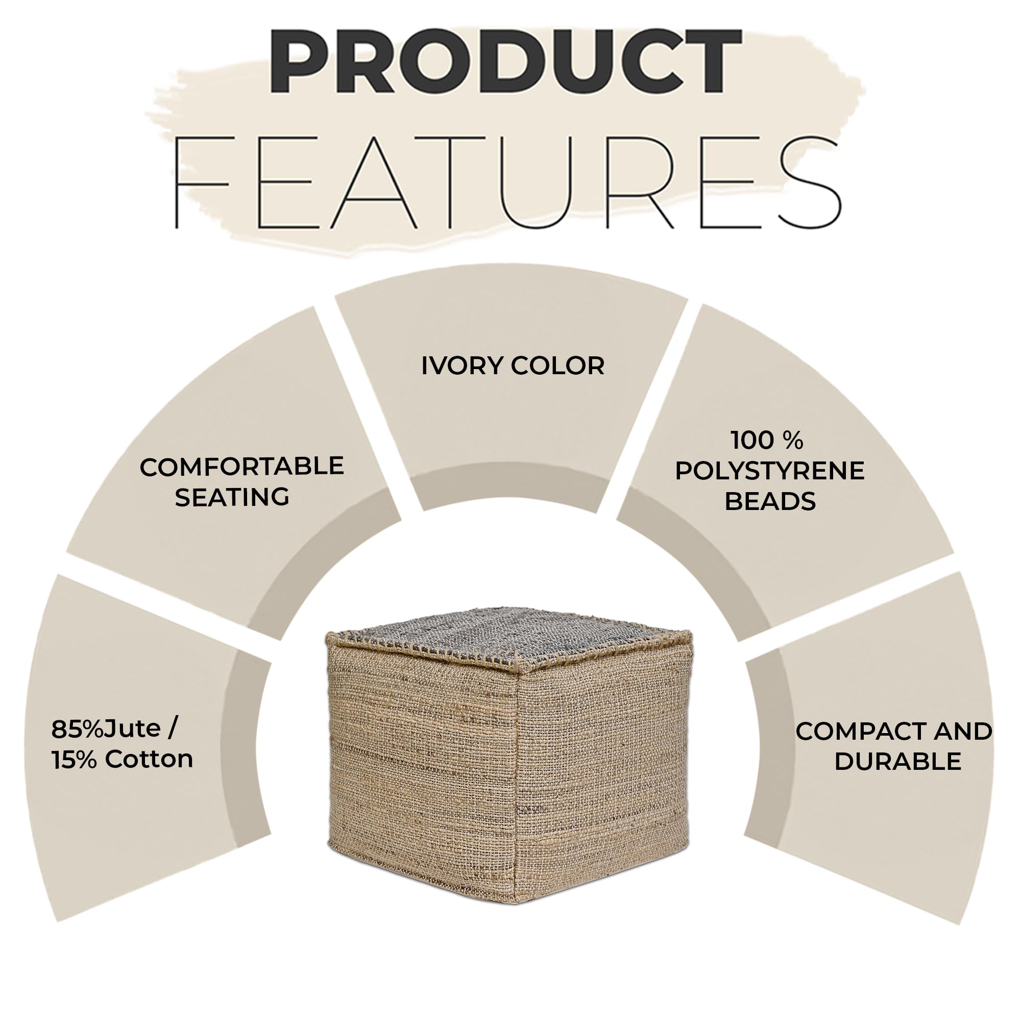 Jute Cotton Pouf Ottoman