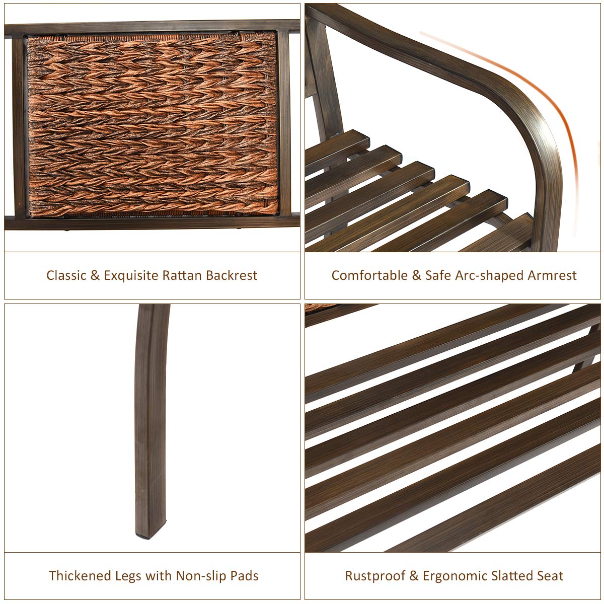 Outdoor Rattan Garden Bench