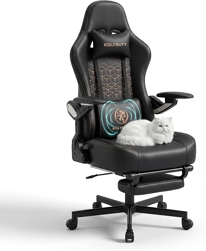 Ergonomic Gaming Chair with Footrest & Lumbar Support