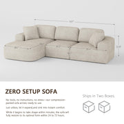 Dowinx 107'' Modular Sectional Sofa Couch with Chaise, No Assembly Required, Modern Bouclé-Inspired Upholstery, Convertible L-Shaped Design for Living Room – Oatmeal Beige