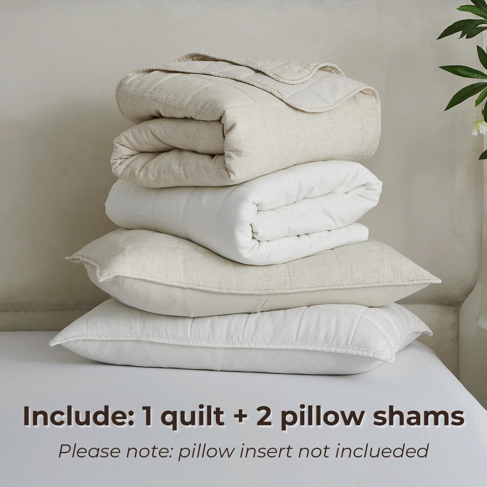 Linen & Cotton Quilt Set – 3-Piece Bedspread