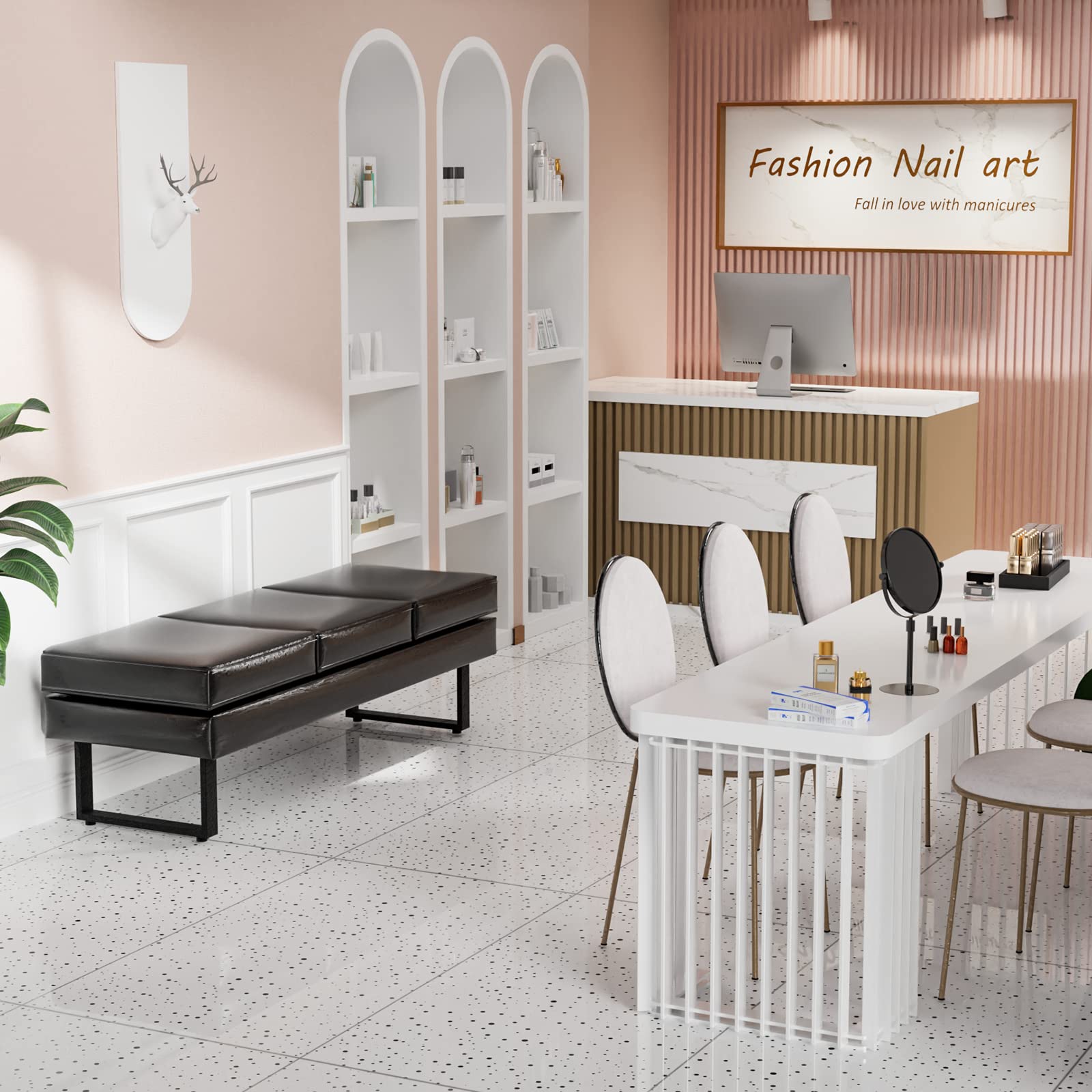 59" PU Leather Waiting Room Bench