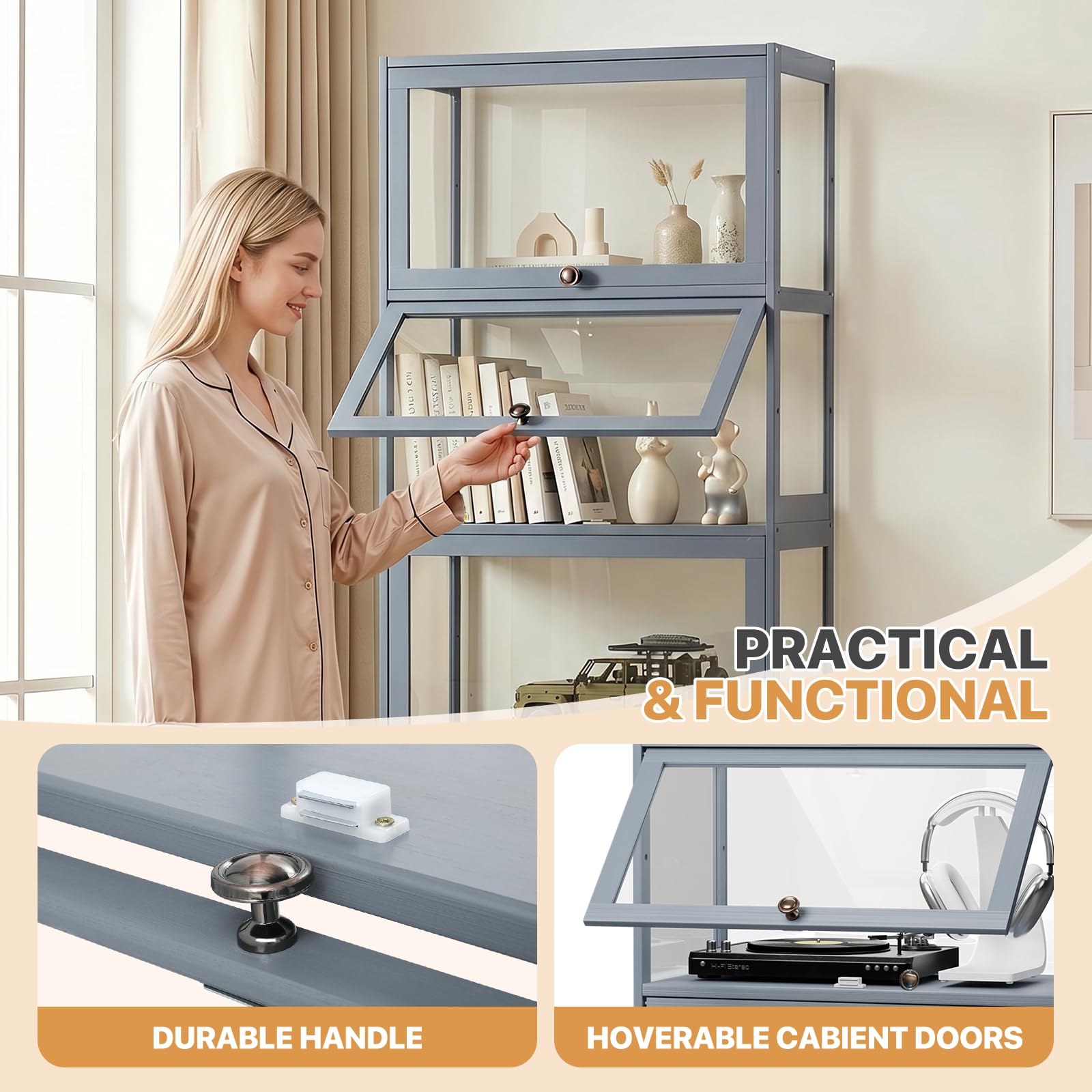 5-Tier Curio Display Cabinet with Acrylic Doors