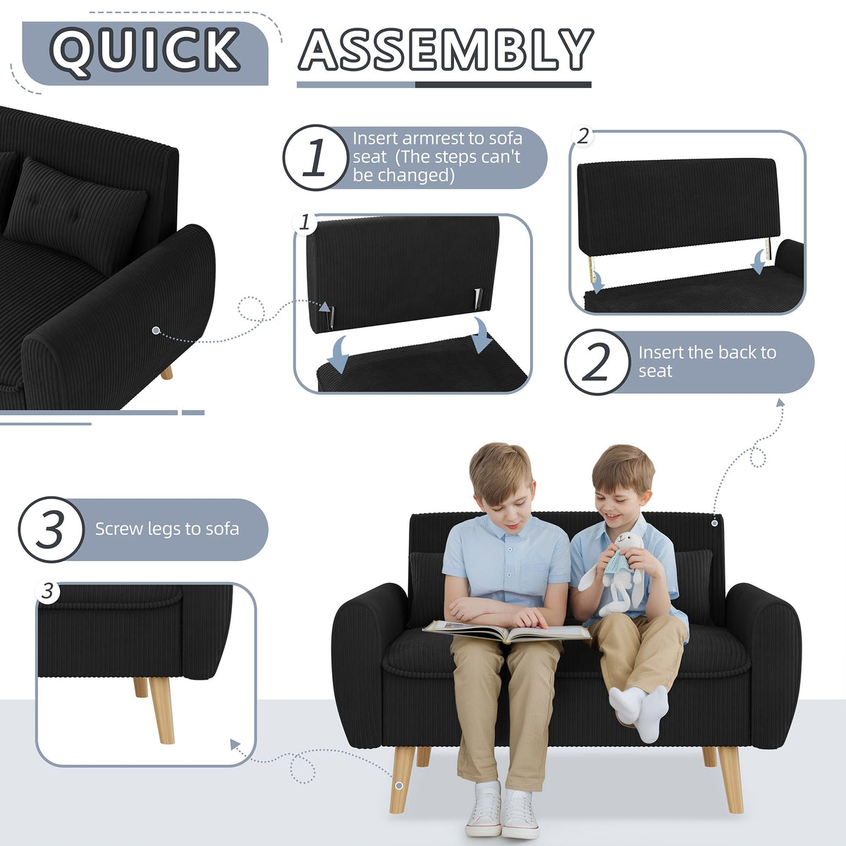 Black Upholstered Loveseat