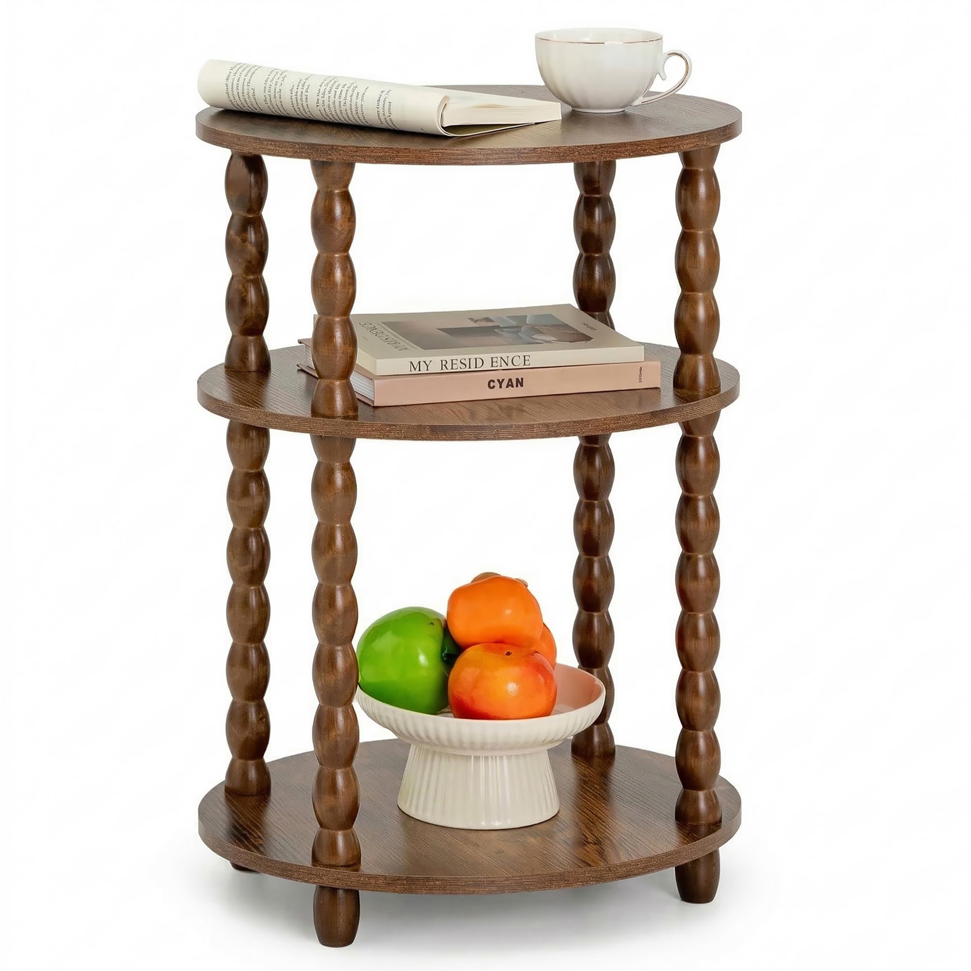 3-Tier Side Table with Storage Shelves