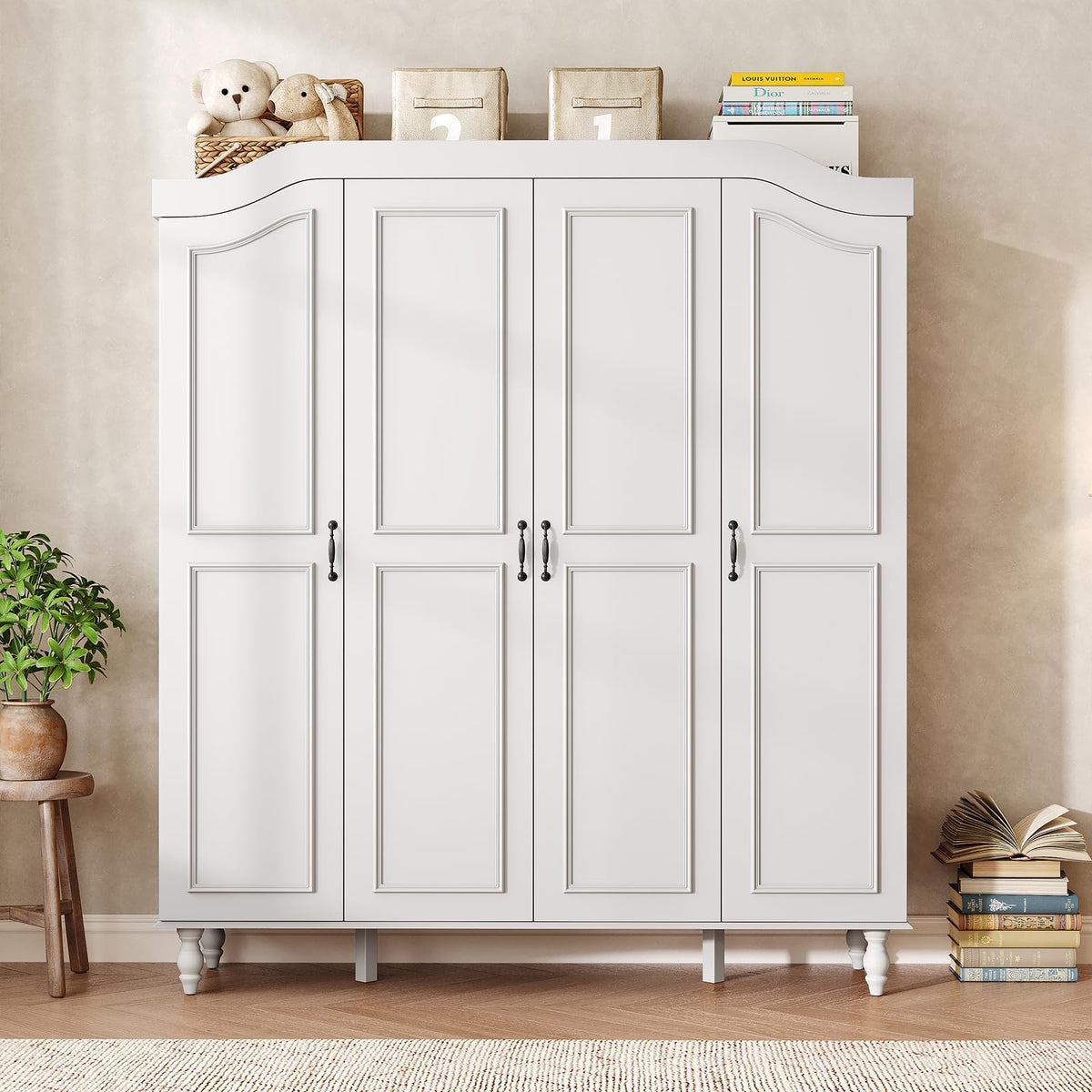 White Arched 4-Door Wardrobe