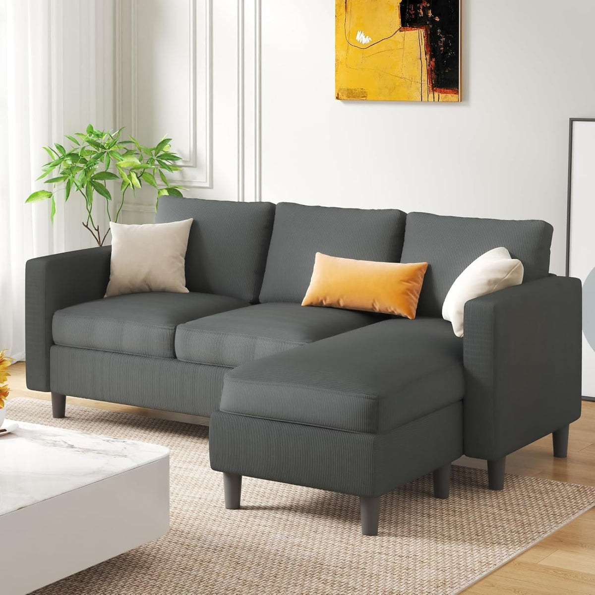 Reversible Sectional Sofa with Ottoman