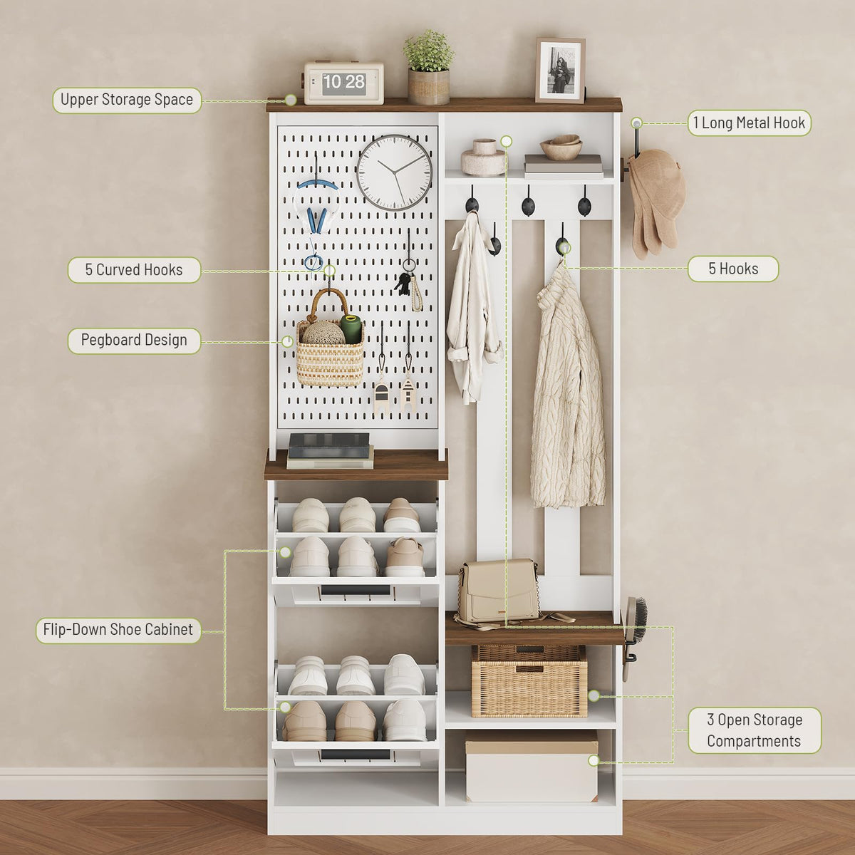 Hall Tree with Shoe Storage