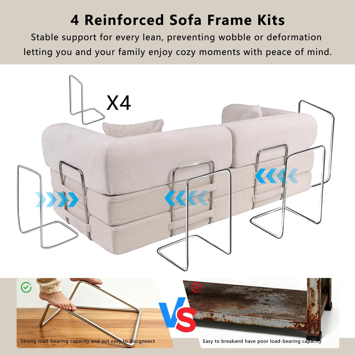 78" Convertible Sofa Bed,Folding Floor Couch,Boneless Bed Futon,Beige