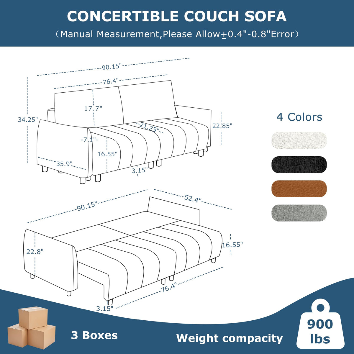 Chenille Sleeper Sofa with Storage