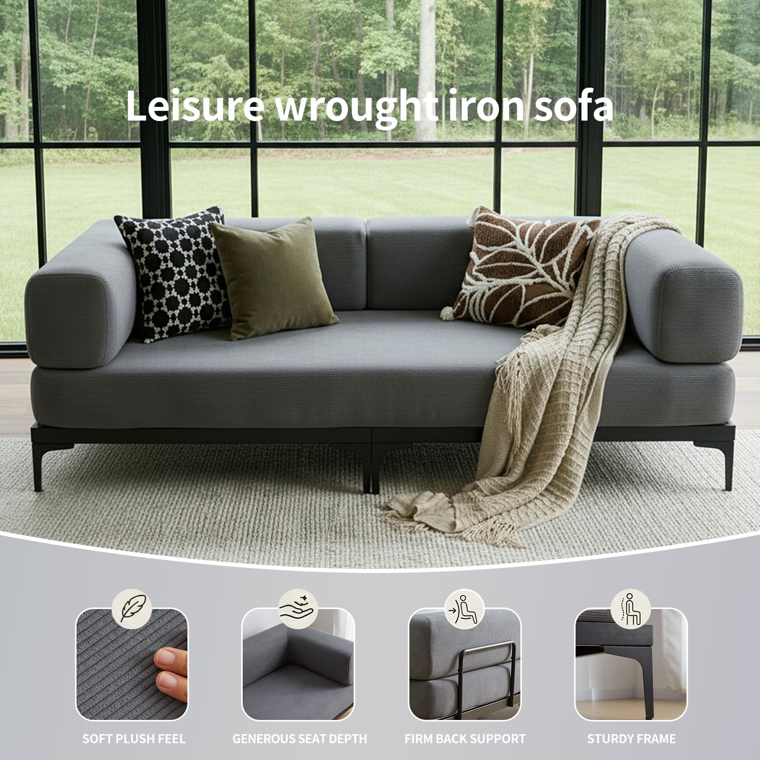 Forteek Apartment-Friendly Convertible Loveseat Sofa Bed, Removable Armrest & Backrest 2-in-1 Sleeper Couch, Modern Corduroy Sofa for Small Living Room & Guest Room- Grey
