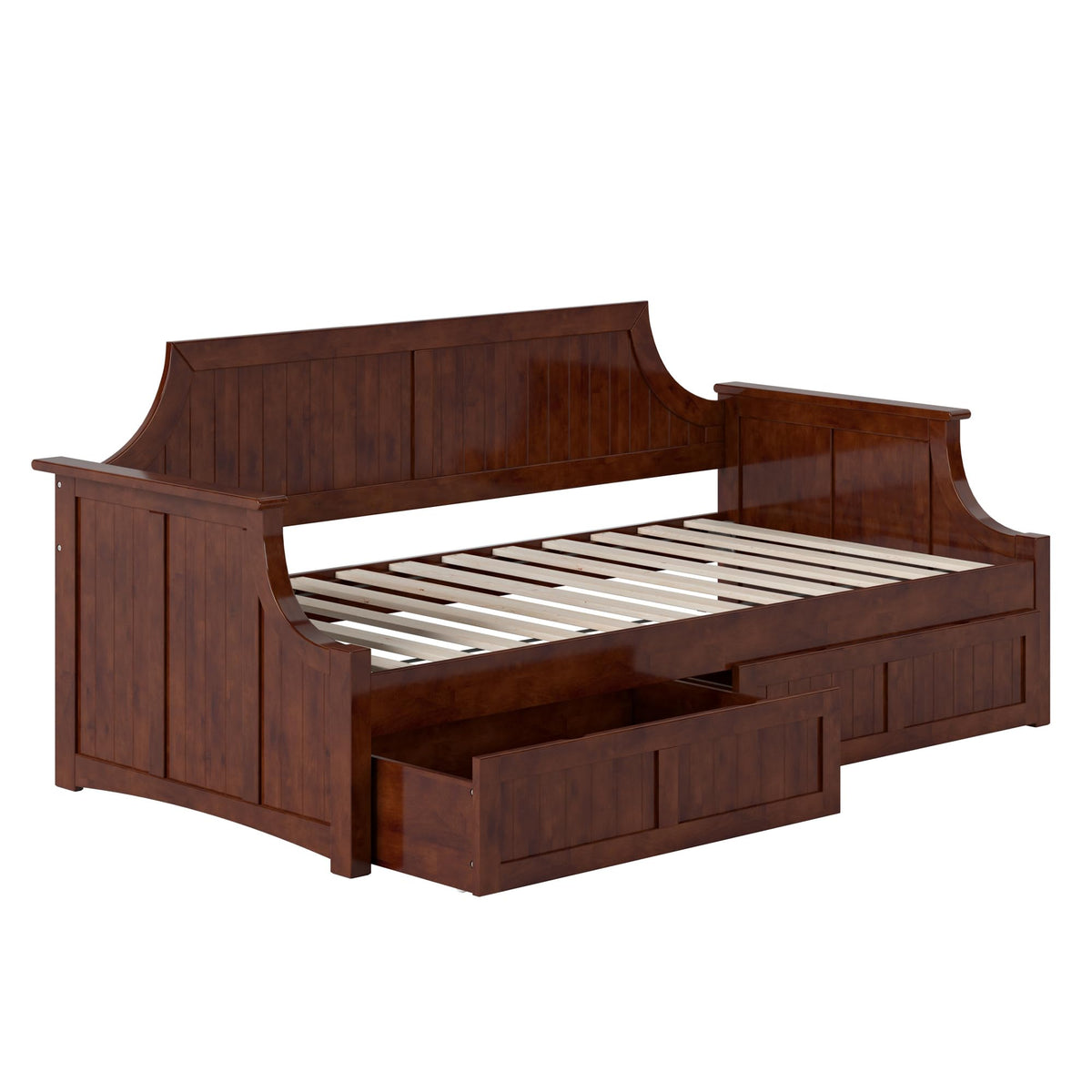 AFI, Cambridge Twin Wood Daybed with 2 Storage Drawers, Walnut