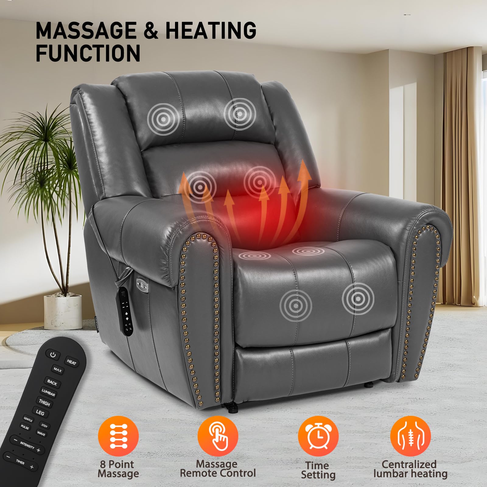 Power Lift Recliner Chair with Heat & Massage