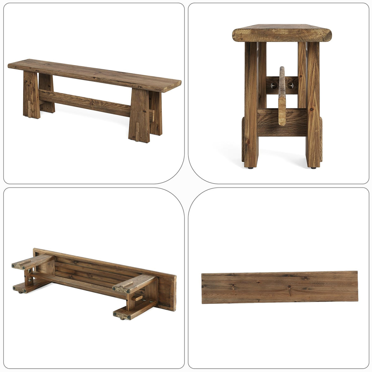 Rustic Solid Wood Bench
