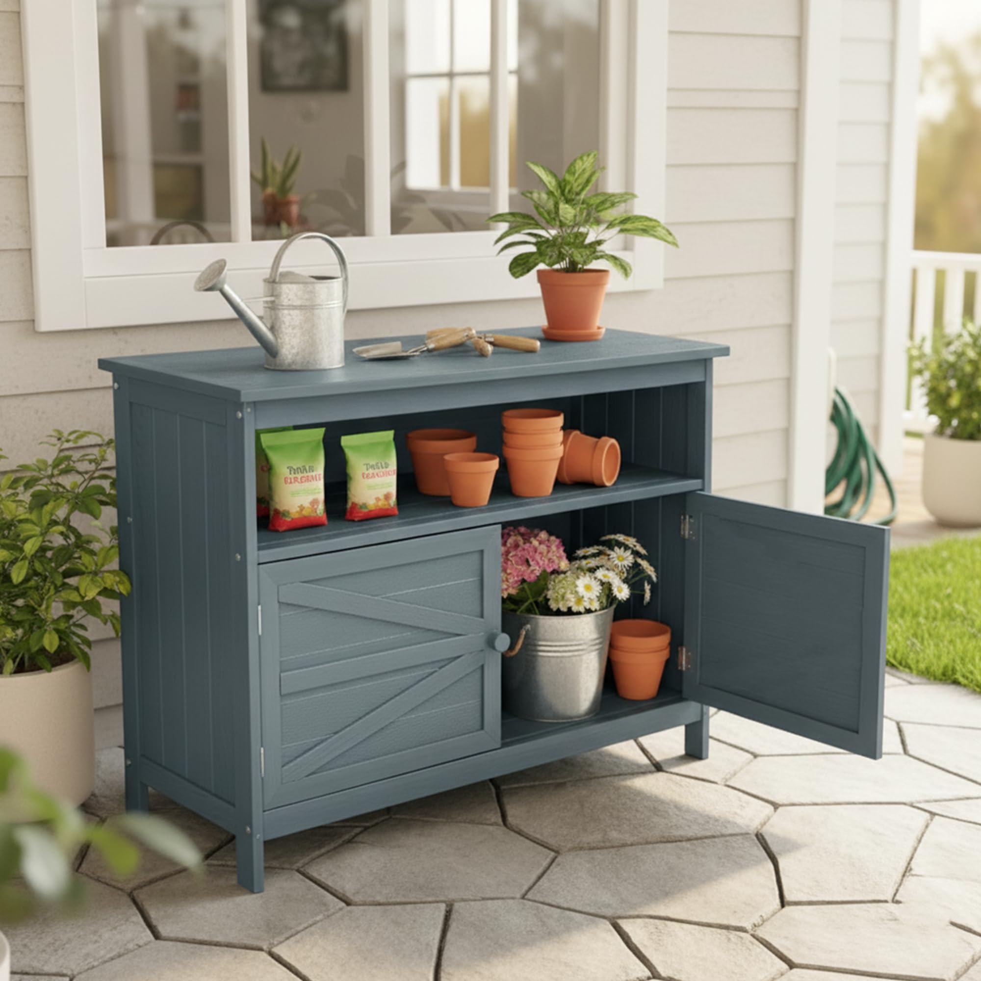 Outdoor Storage Cabinet with Magnetic Doors