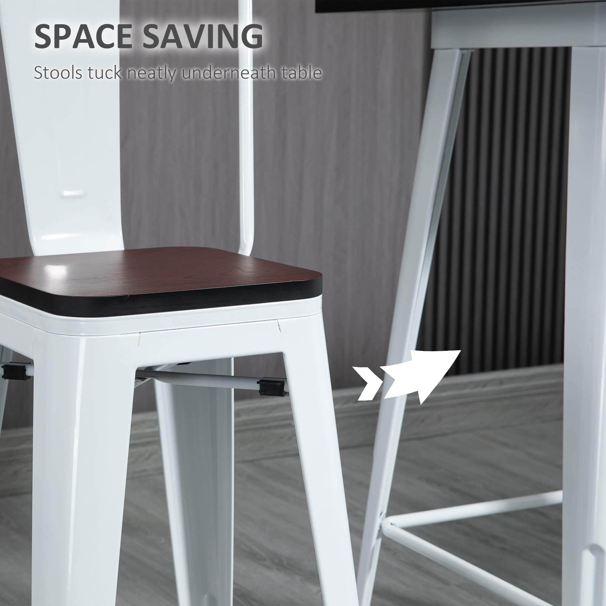 3-Piece Bar Height Dining Table Set with Footrests