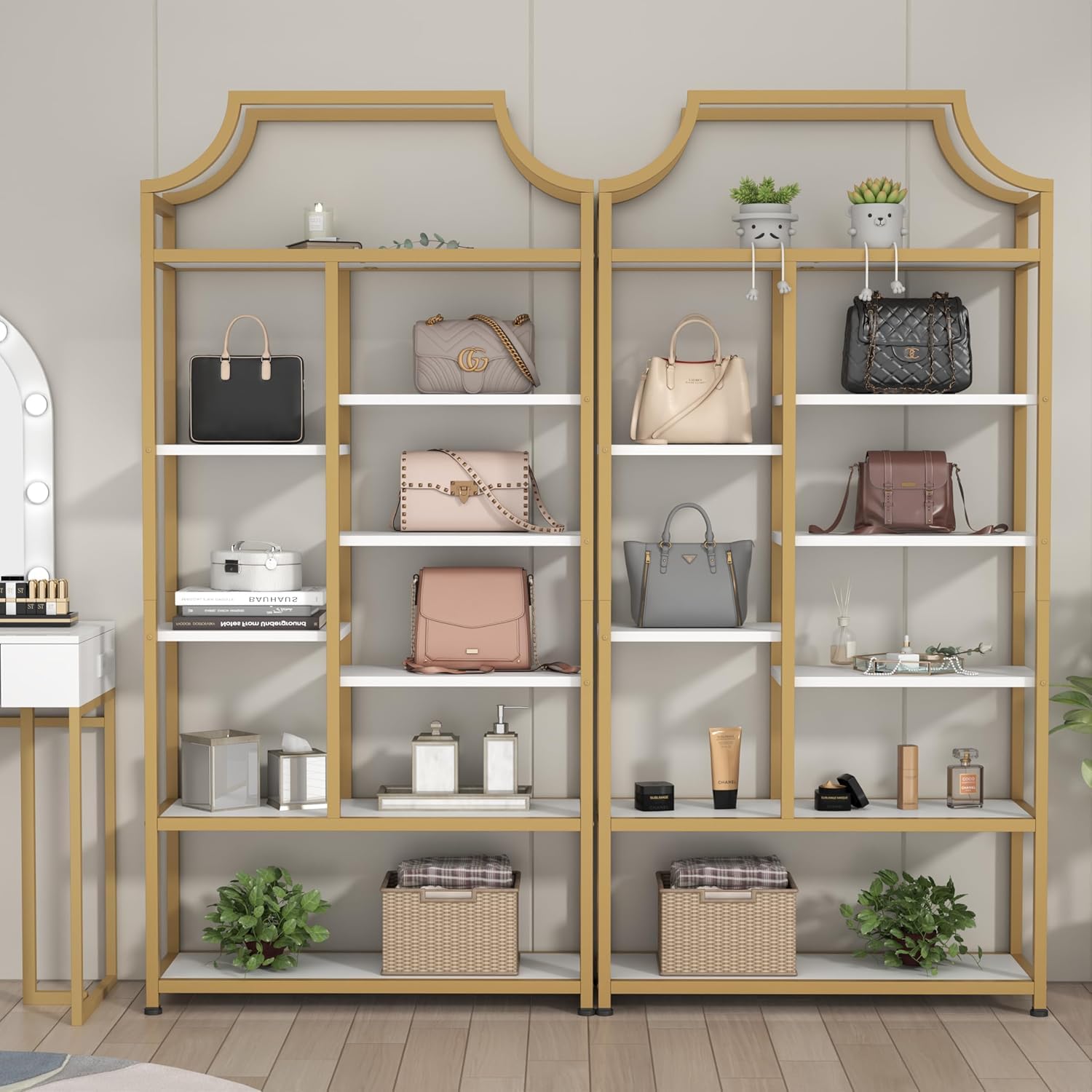 8-Tier Etagere Bookshelf with Metal Frame