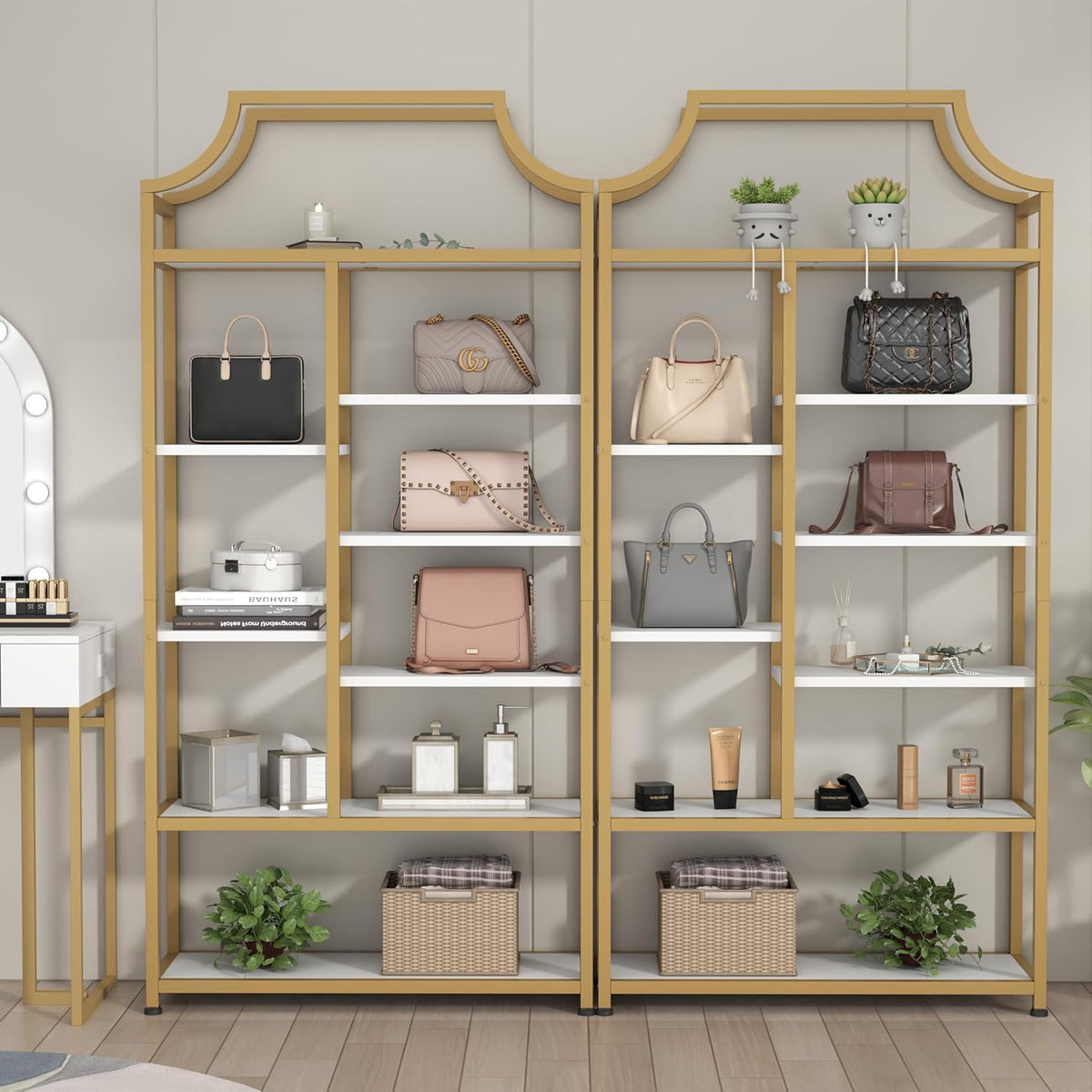 8-Tier Gold Etagere Bookcase