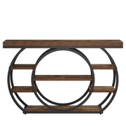 5-Tier Industrial Console Table with Metal Frame