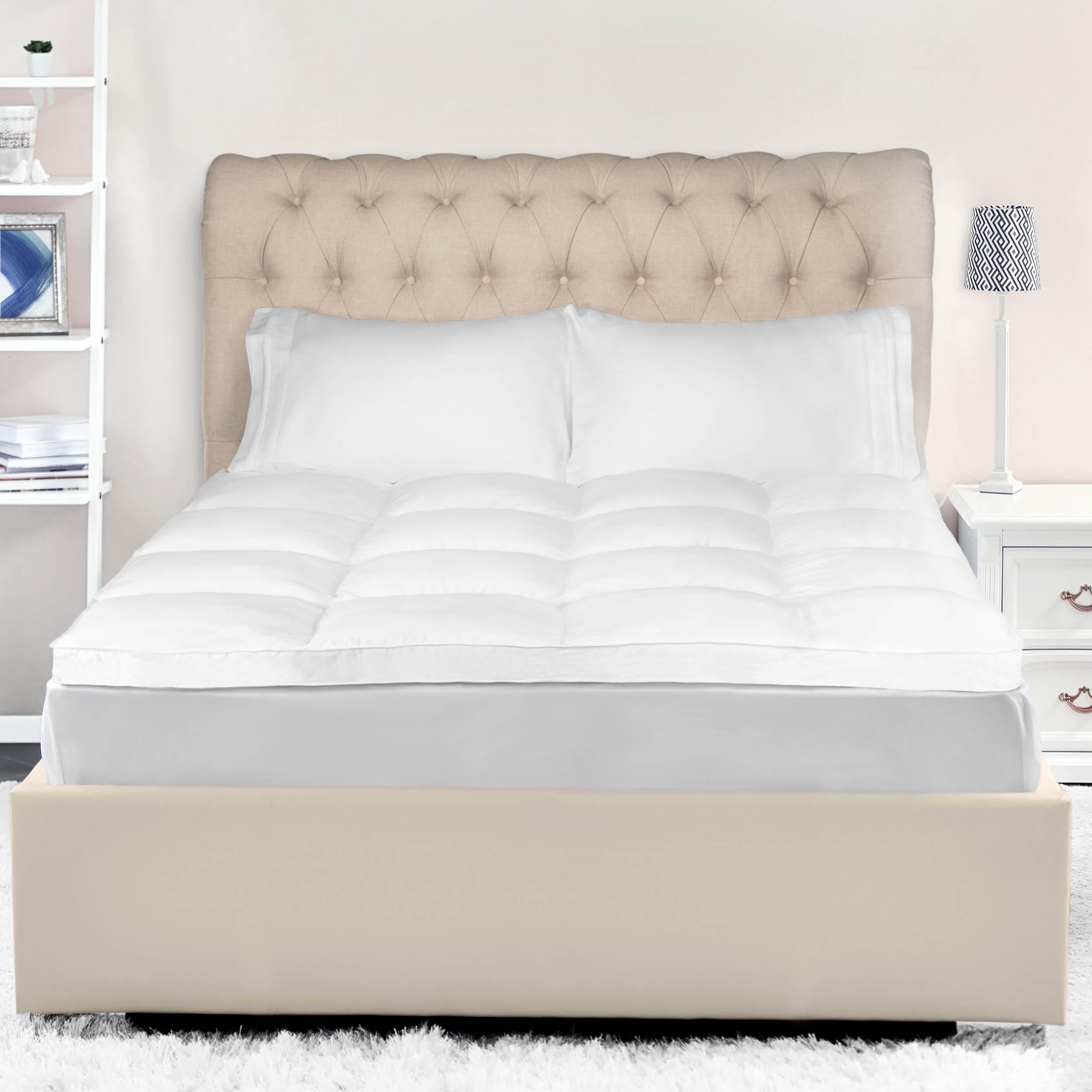 Superior Mattress Topper, Down Alternative, 2 Inch Deep Sized Bed Pillow Top, Comfort Pad, Fluffy Mattress-Topper Protector, Plush Cooling Extra Soft, Hotel Quality, Sleep, All-Season, King, White
